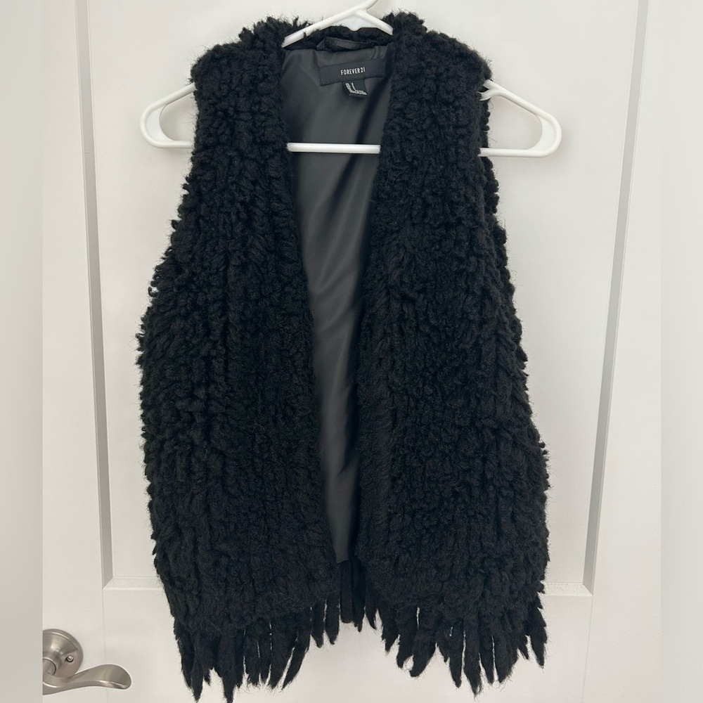 Forever 21 Fuzzy Black Vest